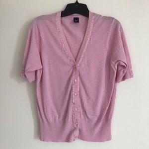 GAP pink button down short sleeve light cardigan